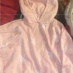 PLAYBOY Pink Hoodie with White Logo